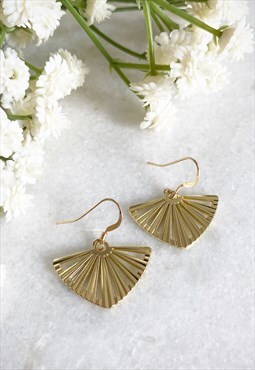 Gold Geometric Fan Earrings