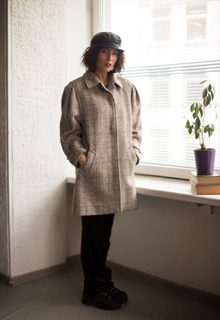 VINTAGE 80'S LIGHT GREY WOOL COAT