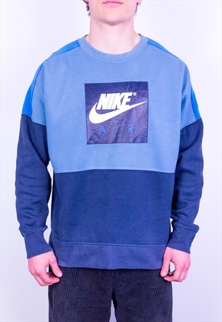 VINTAGE NIKE AIR SWEATSHIRT SPELL OUT BLUE LARGE