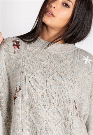 VINTAGE 80S CLASSIC CABLE KNITWEAR JUMPER / S8738