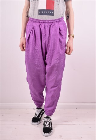 NIKE MENS VINTAGE TRACKSUIT TROUSERS W30 L28 PURPLE 90S