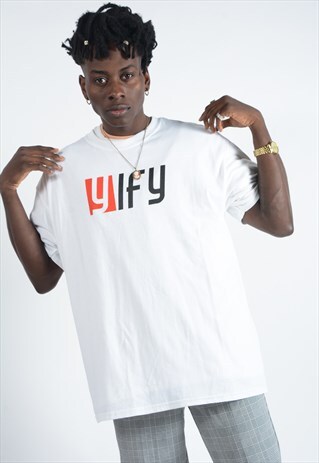 UNISEX T-SHIRT IN WHITE WITH 2-TONE PRINT