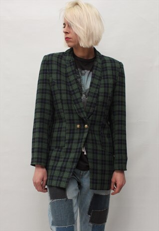 VINTAGE 90' AWESOME BEAUTIFUL GREEN CHECKED JACKET