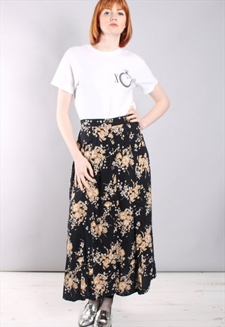 VINTAGE 80S FLORAL PATTERNED BUTTON MAXI SKIRT