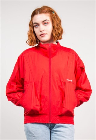 VINTAGE 90'S RED ADIDAS TRACKSUIT JACKET TOP