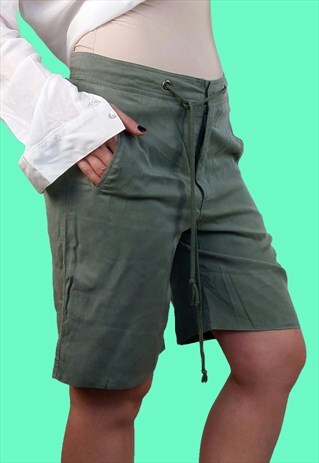VINTAGE GESTUZ LOW-RISE FESTIVAL SHORTS OLIVE GREEN