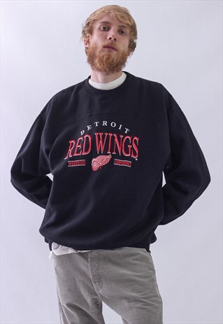 VINTAGE MENS LEE RED WINGS DETROIT NHL BIG LOGO SWEATSHIRT