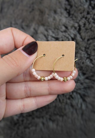 PINK & GOLD BEAD HOOPS