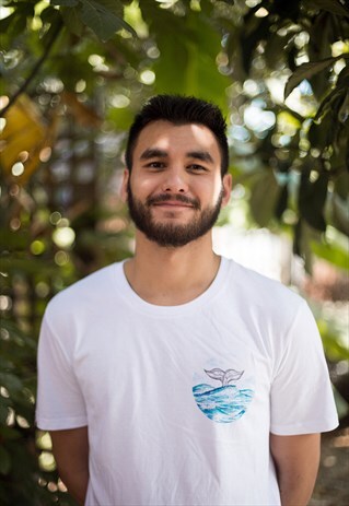 ECO- PRINTED ORGANIC UNISEX TEE, WITH THE WHALE