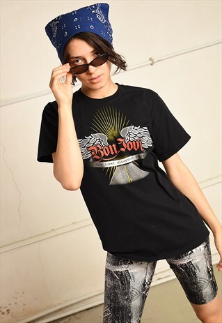 90'S RETRO BON JOVI ROCK BAND OVERSIZED TOP T-SHIRT TEE