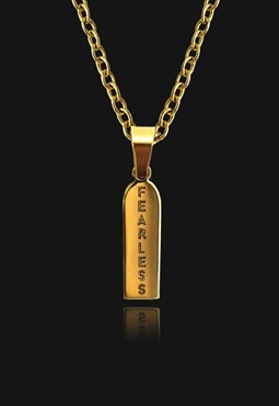 Fearless 18k Gold Plated Rectangular Pendant Necklace