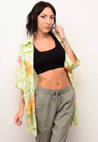 VINTAGE 90'S HAWAIIAN BOLD FLORAL PATTERNED OVERSIZED SHIRT