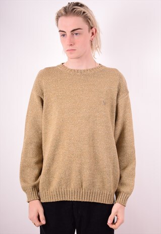 AVIREX MENS VINTAGE JUMPER SWEATER LARGE KHAKI 90S