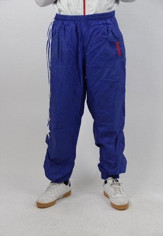 VINTAGE ADIDAS BLUE SHELL TRACKSUIT BOTTOMS