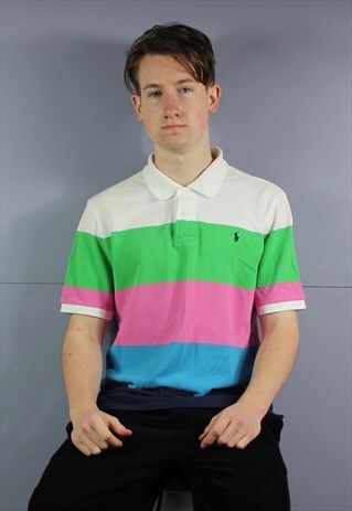 VINTAGE POLO RALPH LAUREN POLO SHIRT IN MULTICOLOUR WITH EMB