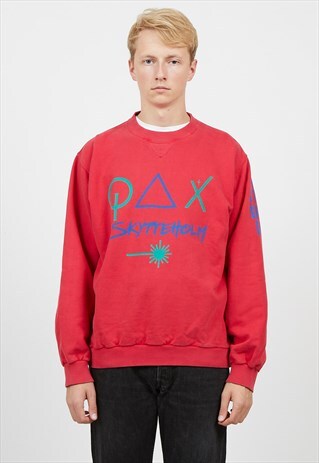 VINTAGE RED HARVEST CREW NECK PULLOVER SWEATSHIRT
