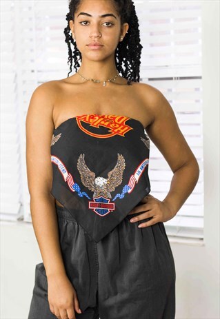 VINTAGE HARLEY-DAVIDSON HANDKERCHIEF TOP LOGO 90S 3.3