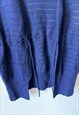 NAVY BLUE KNITTED DRAWSTRING SLEEVELESS BOHO CARDIGAN VEST L