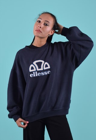 NAVY ELLESSE SWEATSHIRT WITH WHITE AND YELLOW LOGO