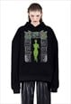 GHOST PRINT HOODIE CREEPY PULLOVER PREMIUM PUNK JUMPER 