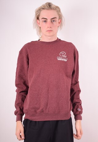 CHAMPION MENS VINTAGE SWEATSHIRT JUMPER MEDIUM MAROON 90S