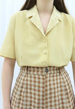 80s Vintage Cream Lace Blouse Shirt