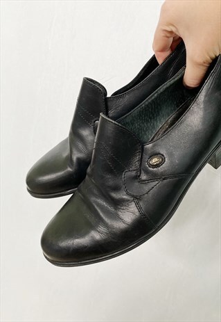 Vintage 80s TOPMAN leather metal cowboy heeled shoes