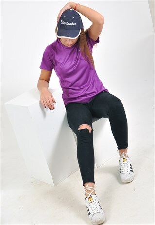 VINTAGE PUMA ROUND NECK T-SHIRT IN PURPLE
