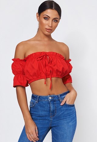 BIBA RED BARDOT TOP