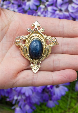 80'S GOLD & BLACK PEARL NECK BROOCH