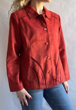 Vintage 90s Suede-Like Orange Blazer 