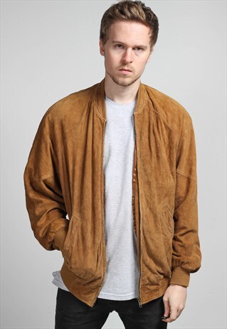 VINTAGE OVERSIZED SUEDE BOMBER JACKET