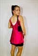 VINTAGE 00S Y2K SATIN LACE UP PINK CAMI TOP