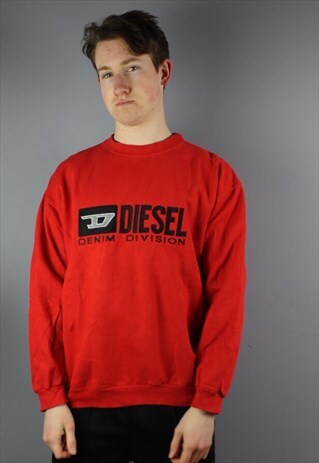 VINTAGE DIESEL SWEATSHIRT IN RED WITNESS EMBROIDERY