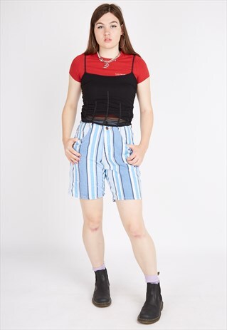 VINTAGE STRIPED DENIM SHORTS