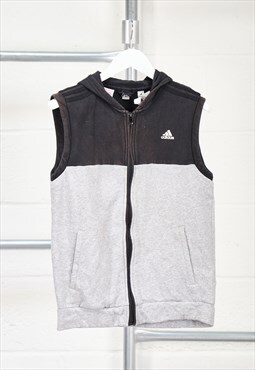 Vintage Adidas Gilet in Grey Zip Up Hoodie Vest XS