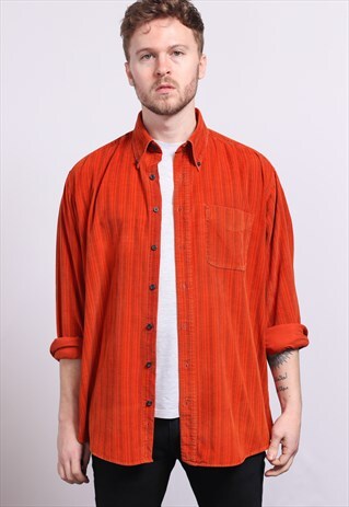VINTAGE CORDUROY CORD SHIRT ORANGE