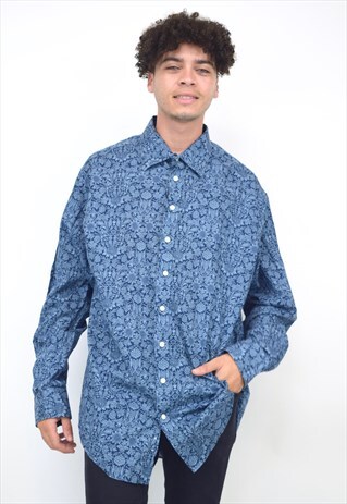 VINTAGE 90S LIBERTY OF LONDON BLUE PRINTED SHIRT
