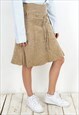 VINTAGE WOMEN'S 70'S S VINTAGE SUEDE TAN SKIRT KNEE LENGTH