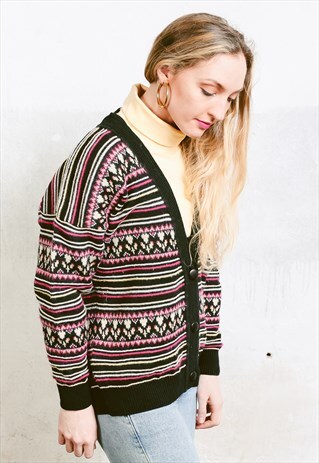 VINTAGE 80S STRIPED CARDIGAN SWEATER