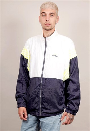 VINTAGE 80'S ADIDAS NEON STRIPE SPORTS SHELL JACKET