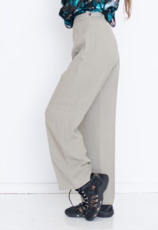 VINTAGE GREY HIGH WAIST RETRO TROUSERS