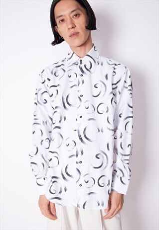 VINTAGE 90S SWIRLS PRINT BUTTON-UP SHIRT ID:4164