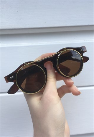 UNISEX 80S STYLE FESTIVAL BOHO BROWN STEAM PUNK SUNGLASSES