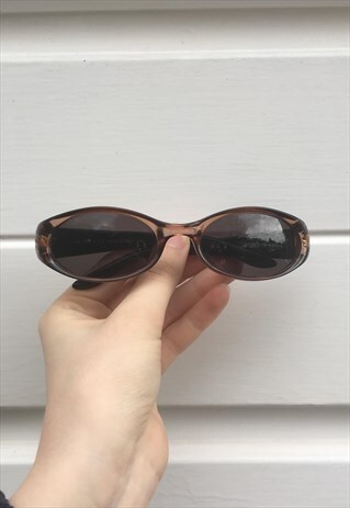 WOMENS VINTAGE 90S OVAL GUCCI SUNGLASSES IN BRONZE BROWN