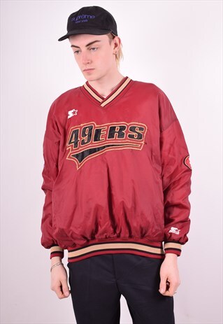 STARTER MENS VINTAGE 49 ERS PULLOVER JACKET LARGE RED 90S