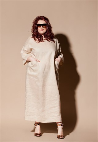PLUS SIZE LINEN DRESS/ PLUS SIZE DRESS/ PLUS SIZE KAFTAN/