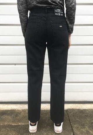 WOMENS VINTAGE BURBERRY MOM JEANS HIGH WAISTED 80S BLACK