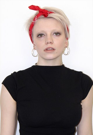 RED BANDANA PAISLEY HEAD NECK SCARF ALTERNATIVE BOW GRUNGE