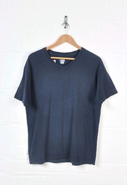 Vintage Champion T-Shirt V-Neck Navy Large